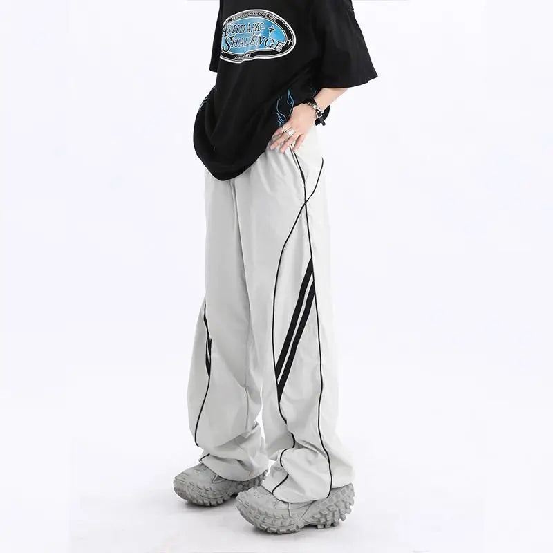 Elegant Slim Fit Stripe Wide Pants