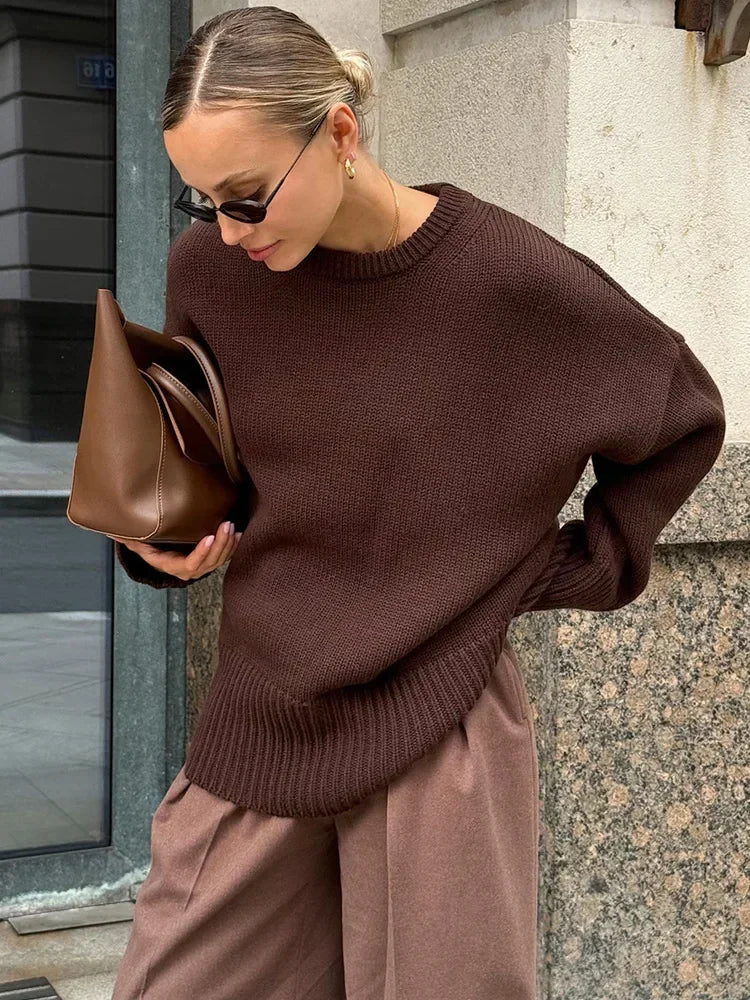 Cozy Oversize Burgundy Vintage Knit Sweater