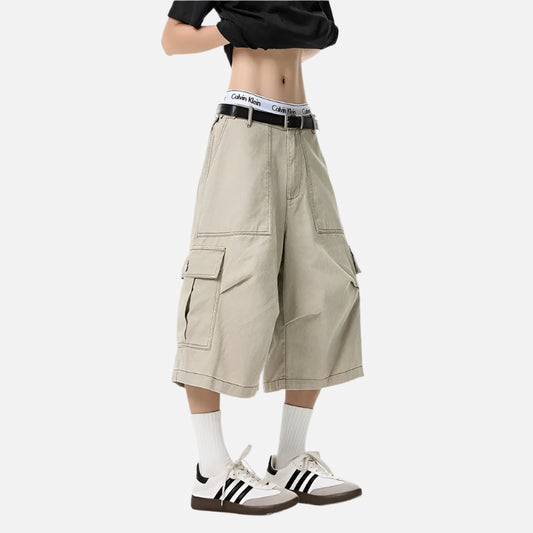Vintage Loose Workwear Wide Leg Short