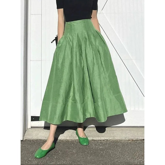 Fluffy Green Retro French Umbrella Skirt