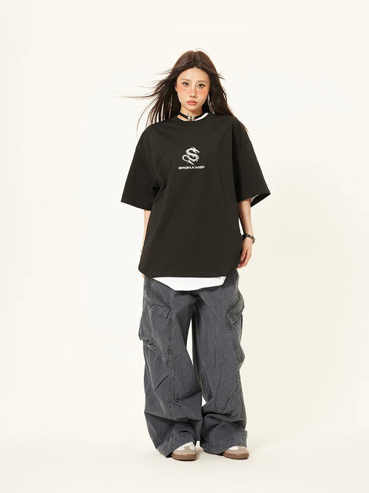 American Style Wide Leg Cargo Jeans