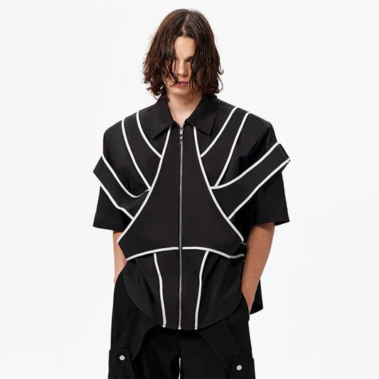 Stripe Patchwork High Street Shoulder Shirt