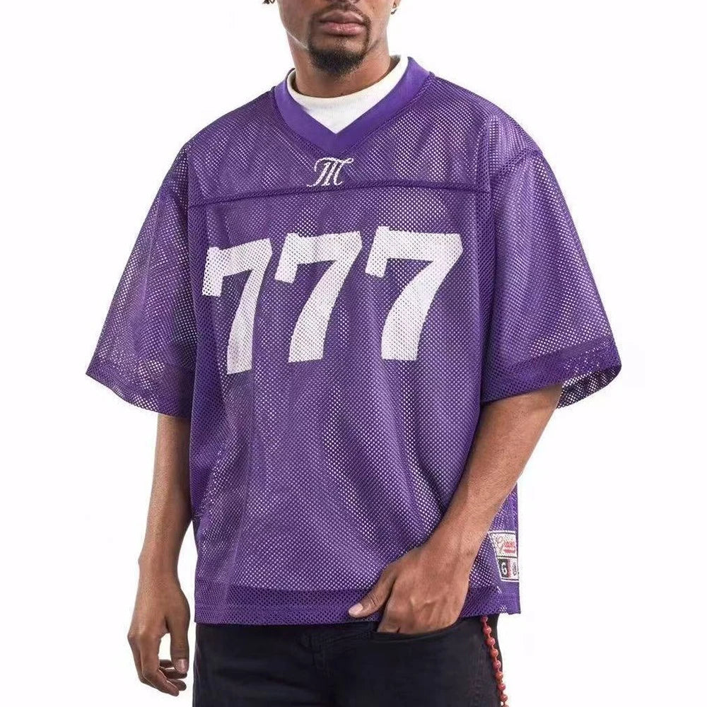 Breathable Mesh Hollow Short-Sleeved Retro T-Shirt