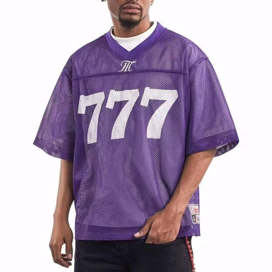Breathable Mesh Hollow Short-Sleeved Retro T-Shirt