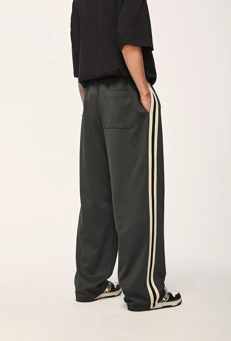 Elastic Waist Striped Straight Leg Pants