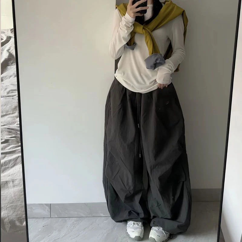 Trendy Oversized Black Wide Leg Pants