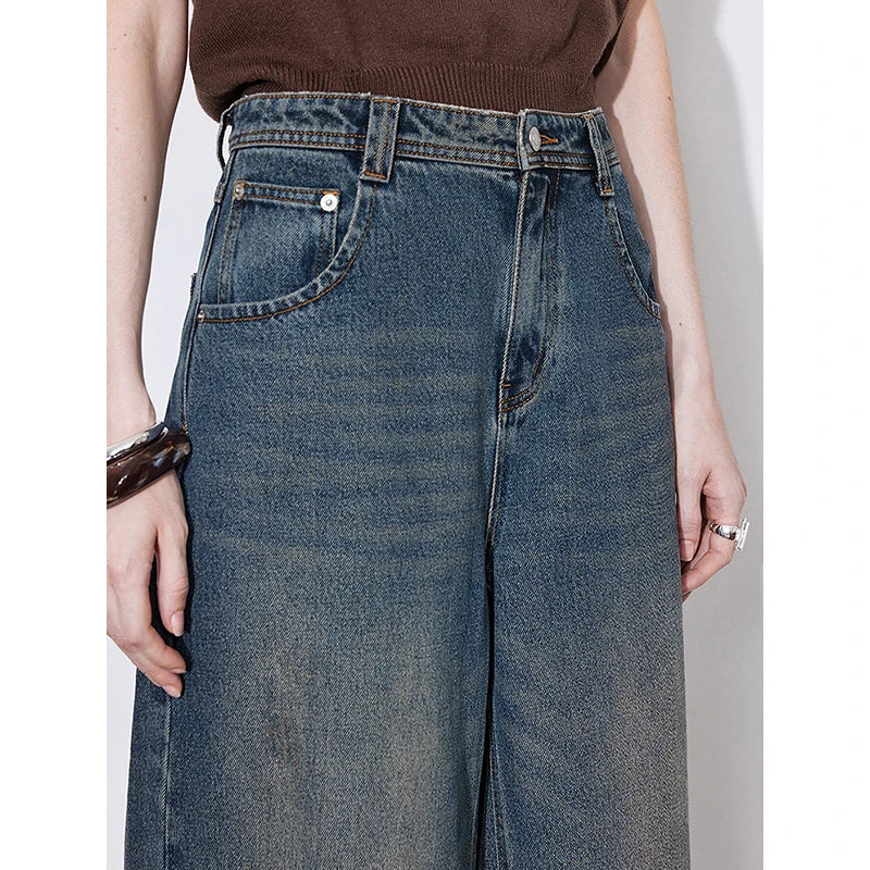 Chic Mid-Waist Wide Leg Denim Jeans