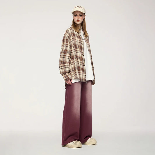 Washed Straight Wide Leg Casual Pants