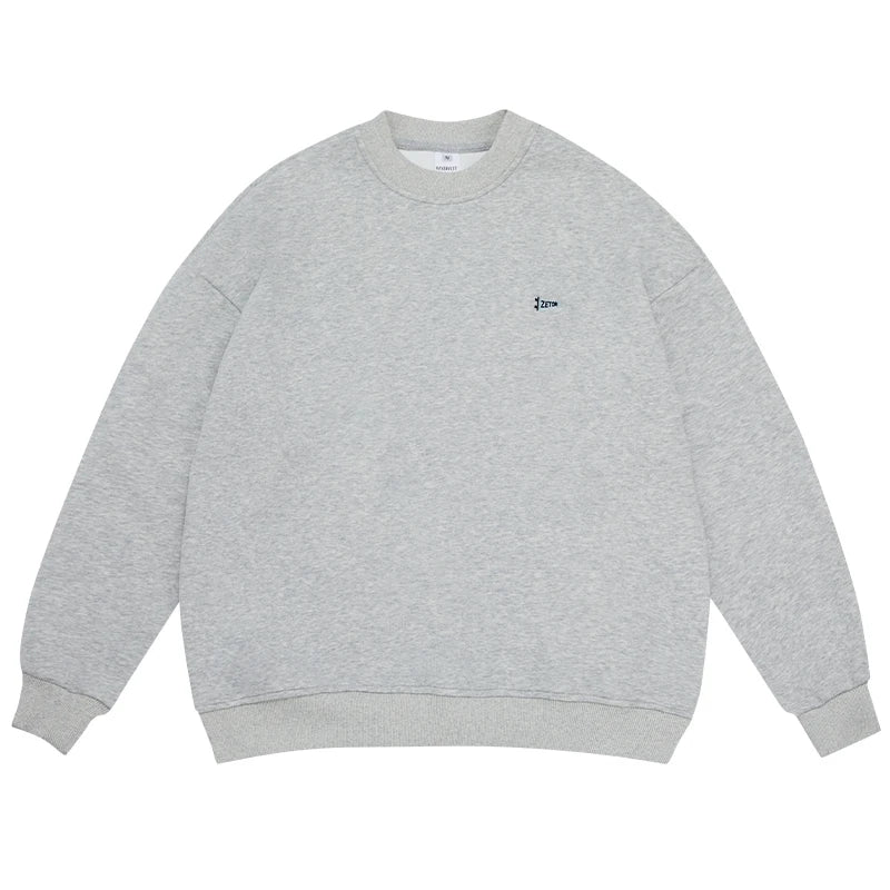 Trendy Japanese Letter Embroidery Sweatshirt
