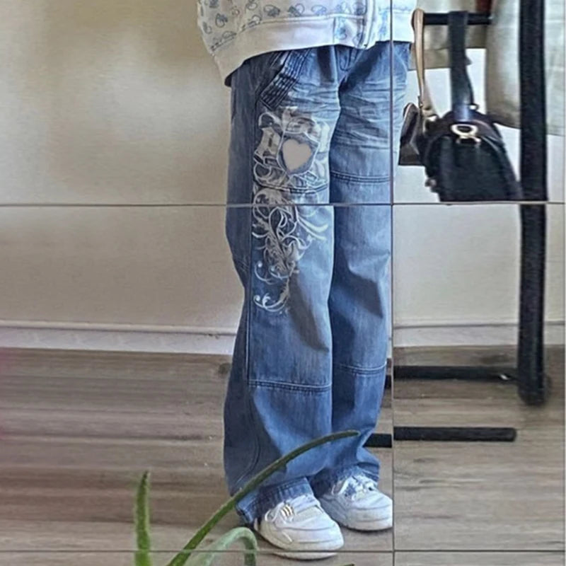 Floral Print Vintage Aesthetic Baggy Jeans