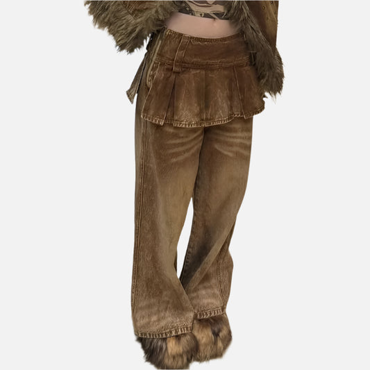 Retro Brown Cargo Baggy Jeans