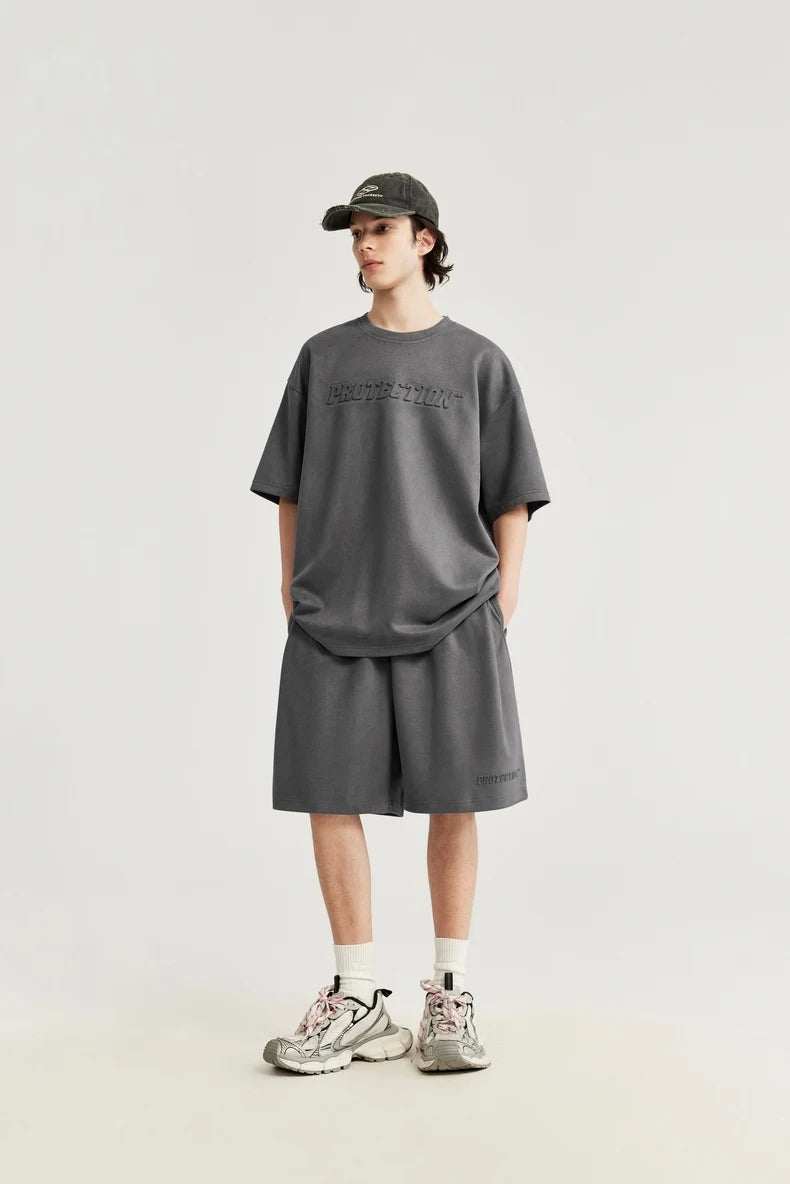 Embossed Oversized Summer Tracksuit Set T-Shirt
