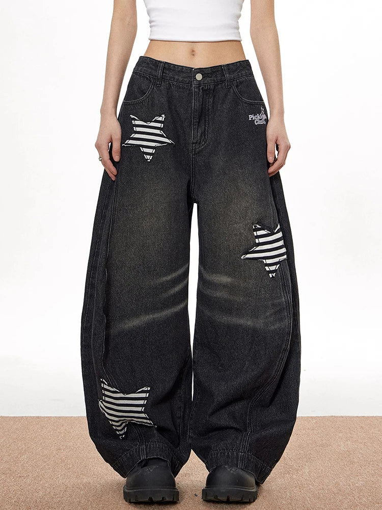 Vintage High Waist Black Wide Jeans