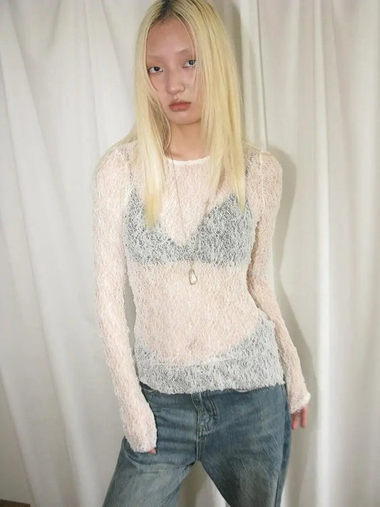 Sheer Lace Long Sleeve Vintage T-Shirt