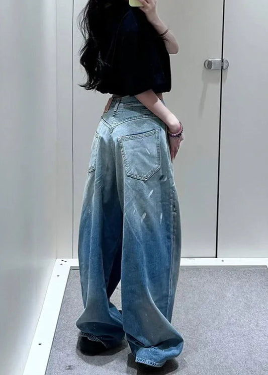 Vintage Waist Faded Jeans