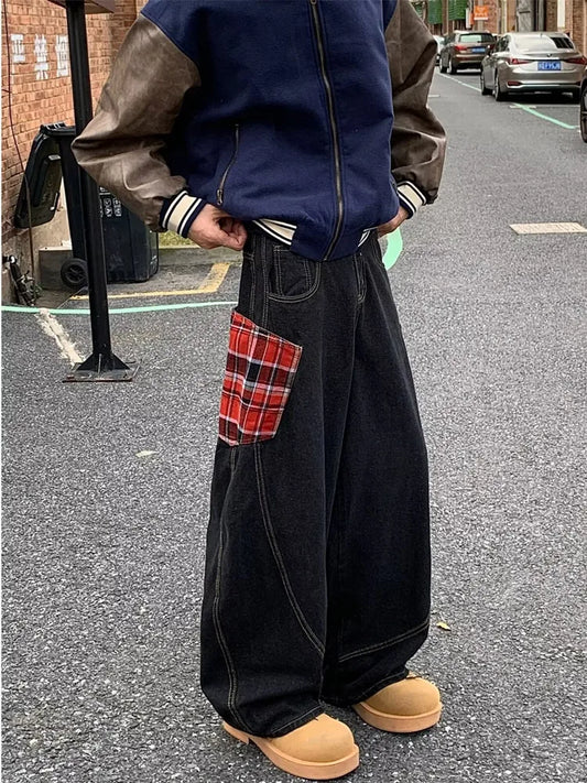 Trashy Red Plaid Washed Black Jeans