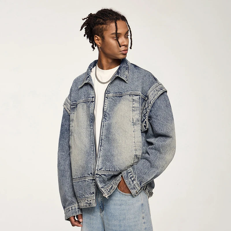 Vintage Washed Denim Jacket Outerwear