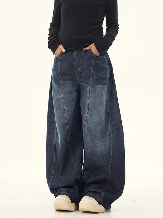 Vintage Embroidered Wide Leg Denim Jeans