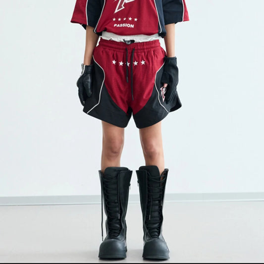 Stylish Color Contrast Splicing Casual Short