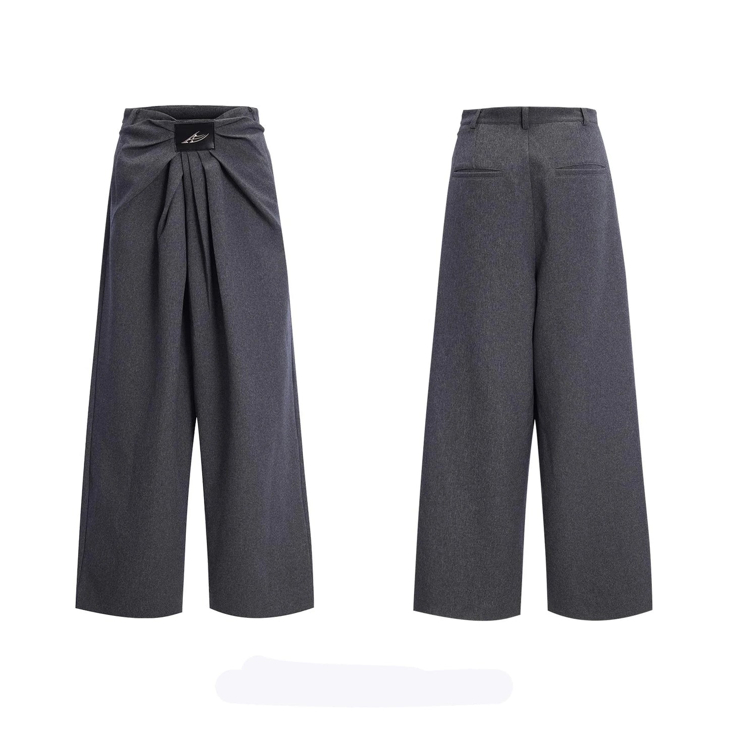Elegant Grey Flowy Wide Leg Pants
