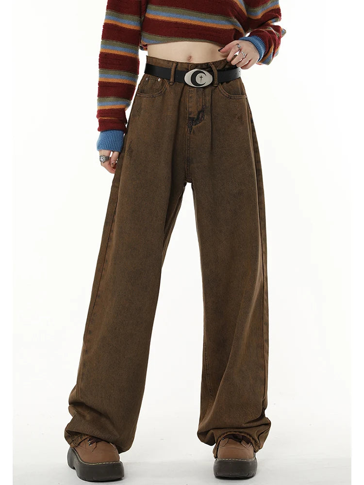 Vintage High Waist Brown Denim Jeans
