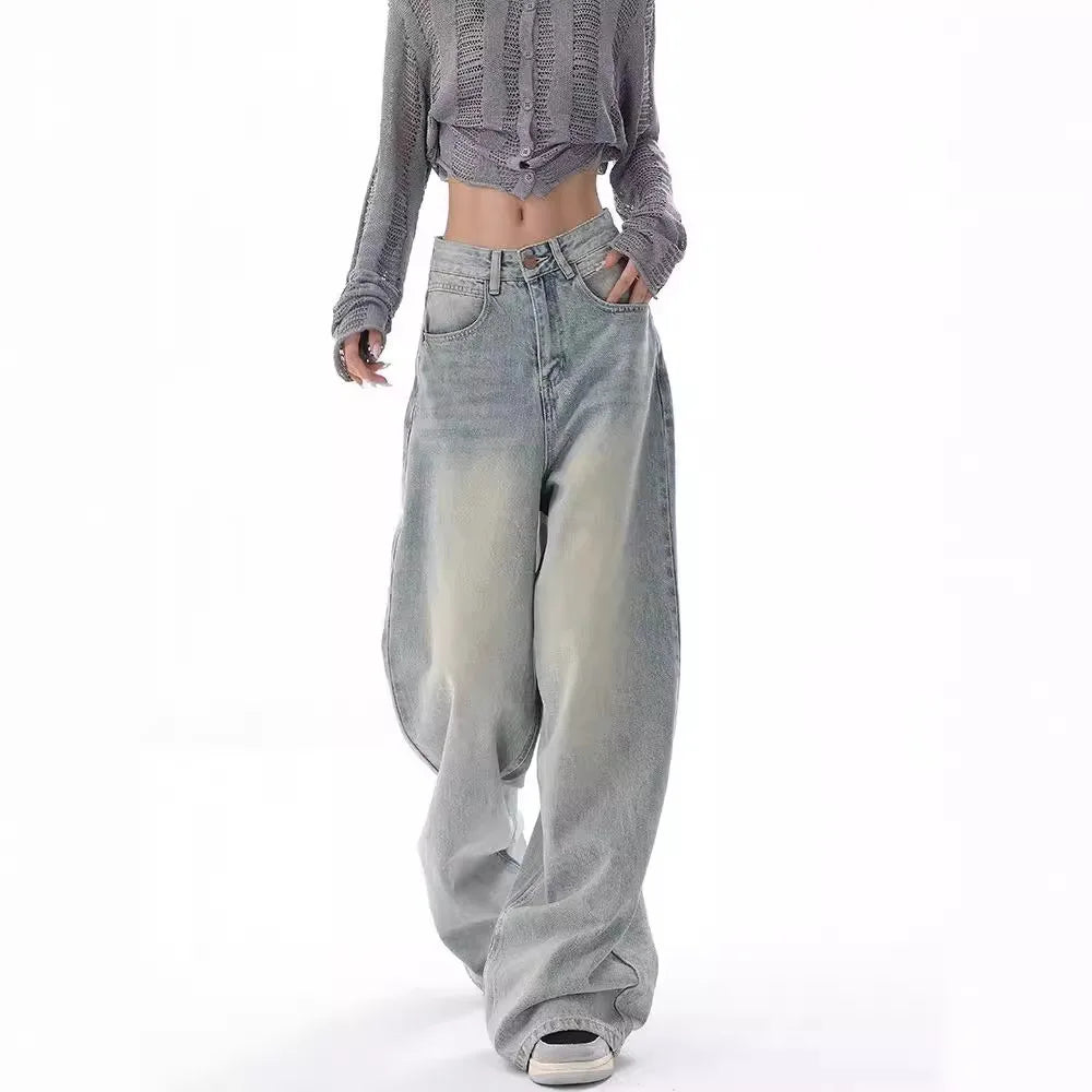 Vintage Distressed Wide Leg Jeans