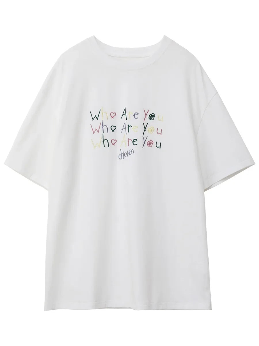 Stylish Loose Fit Embroidered T-Shirt