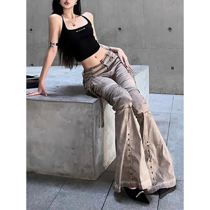 Vintage Loose Fit Khaki Denim Jeans