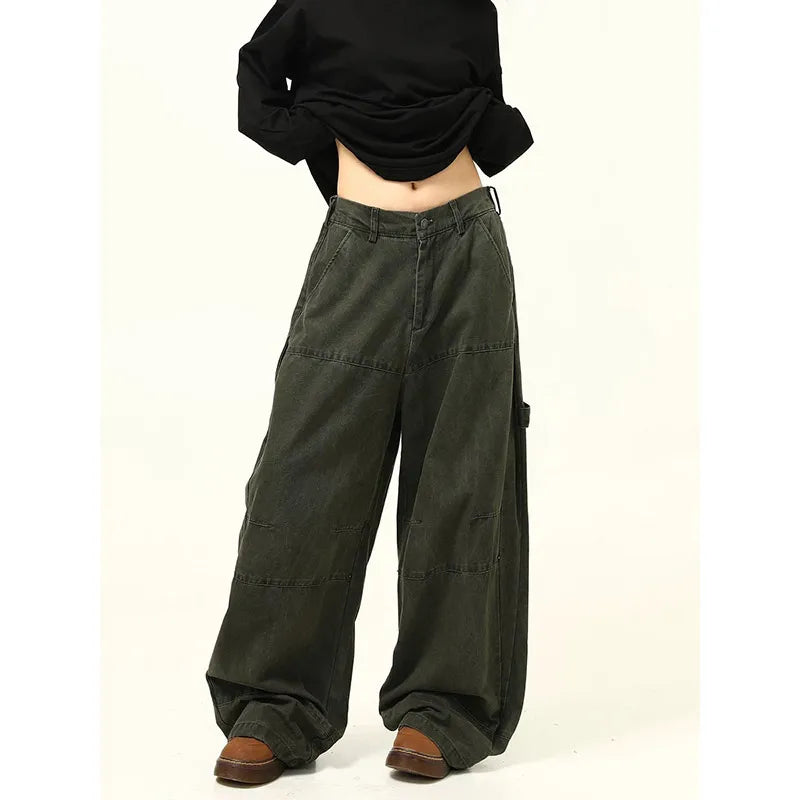 Vintage Green High Waist Baggy Jeans