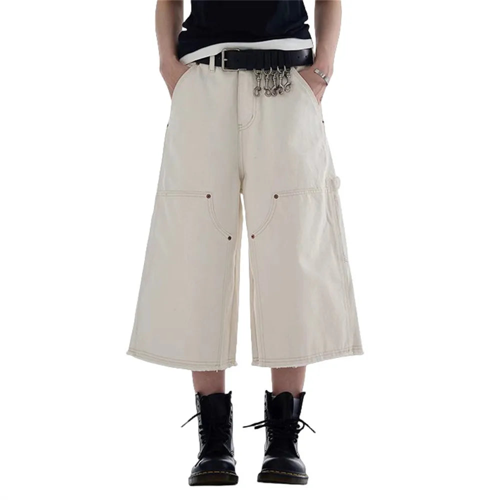 Loose Fit Raw Edge Cargo Shorts