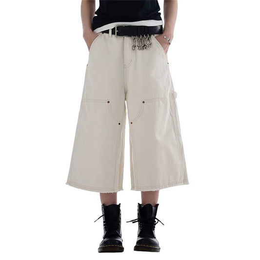 Loose Fit Raw Edge Cargo Shorts