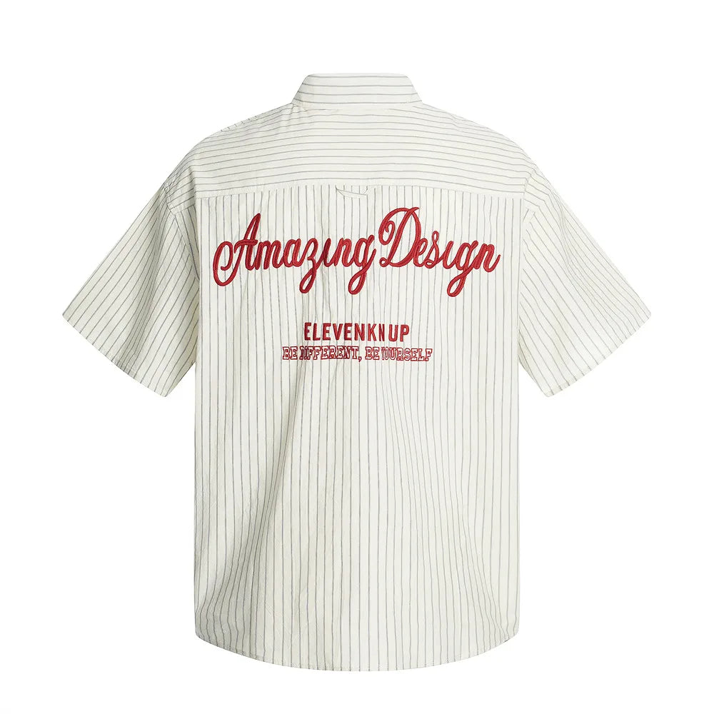 Stylish Striped Short Sleeve Cotton Shirt