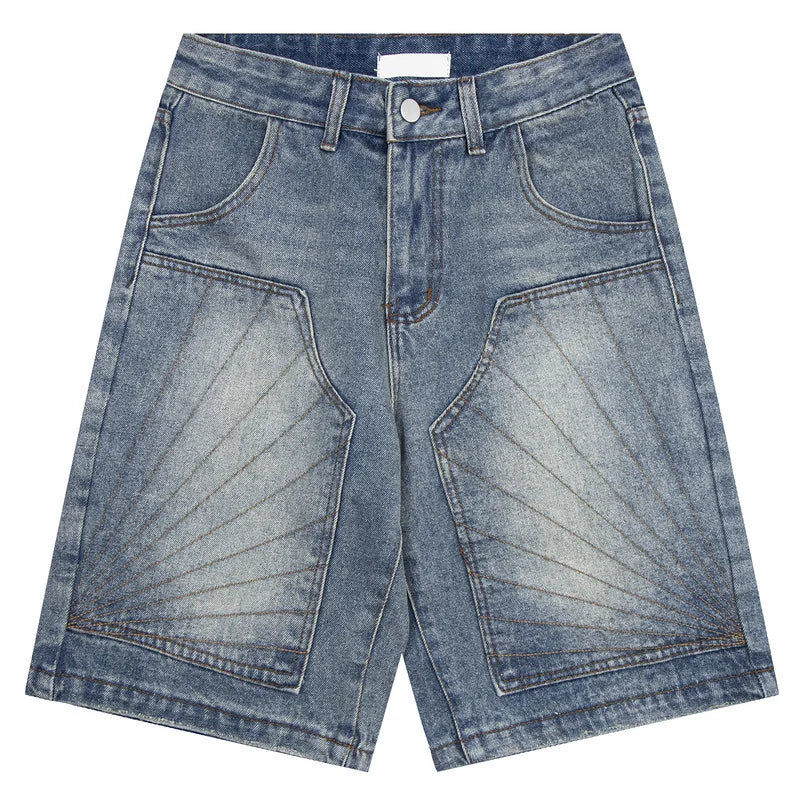 Vintage Washed Distressed Denim Hip Shorts
