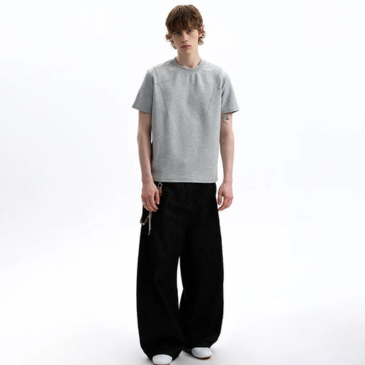 Striped Textured Short Sleeve Casual T-Shirt