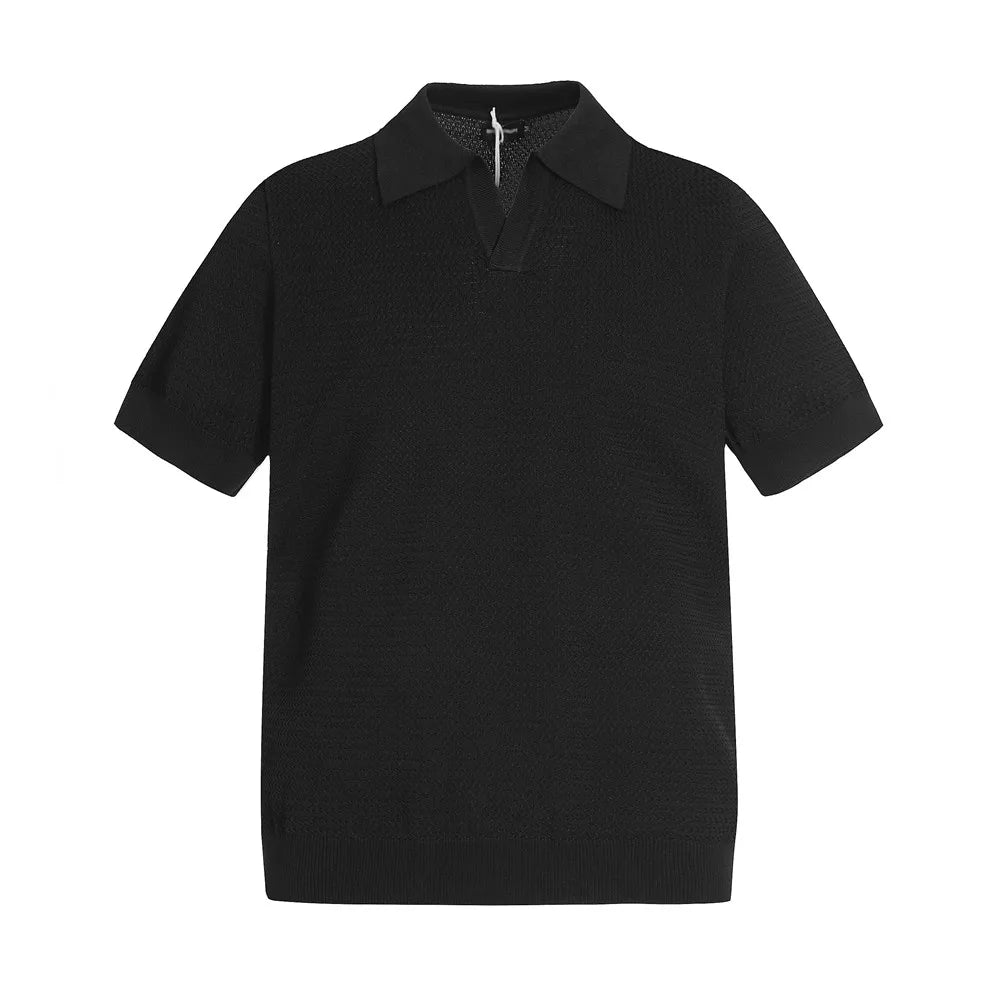 Retro Casual Knitted Polo T-shirt