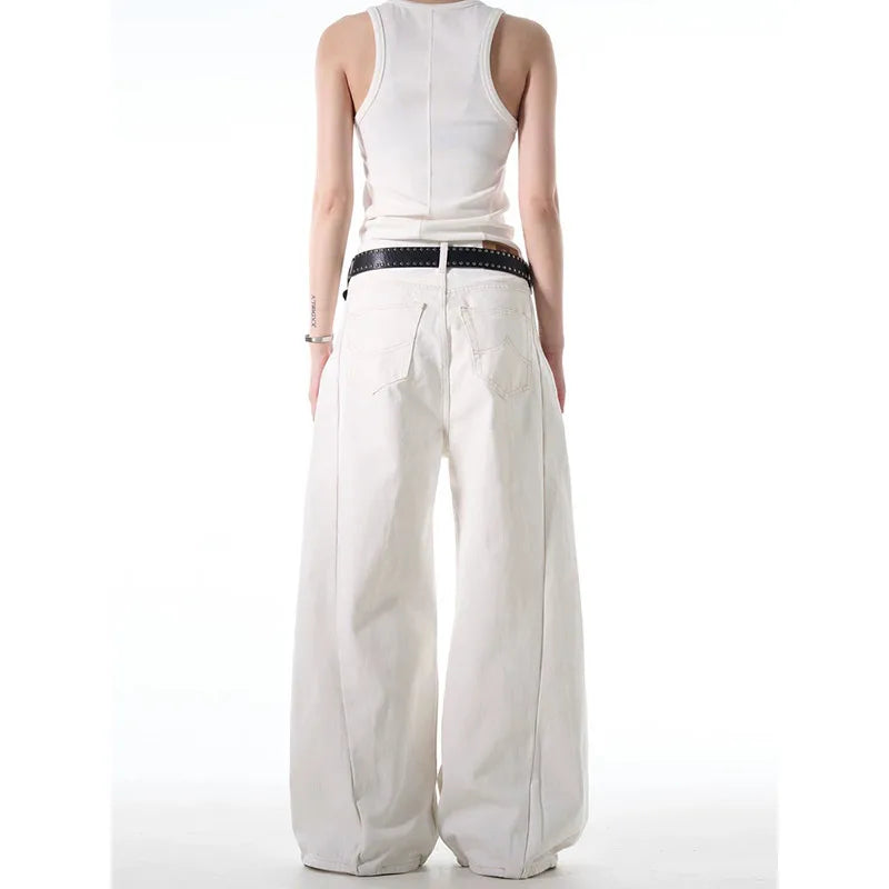 Vintage White High Waisted Wide Jeans