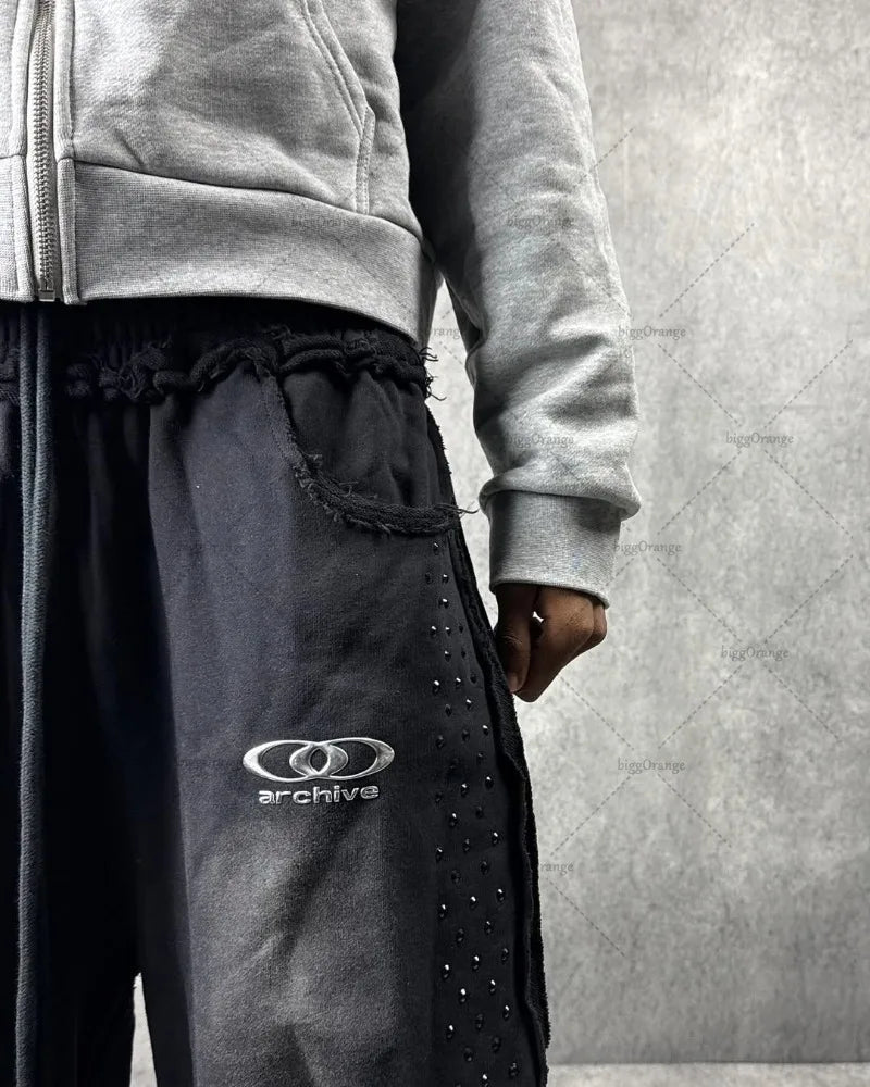 Sequins Design Oversized Wide Leg Pants