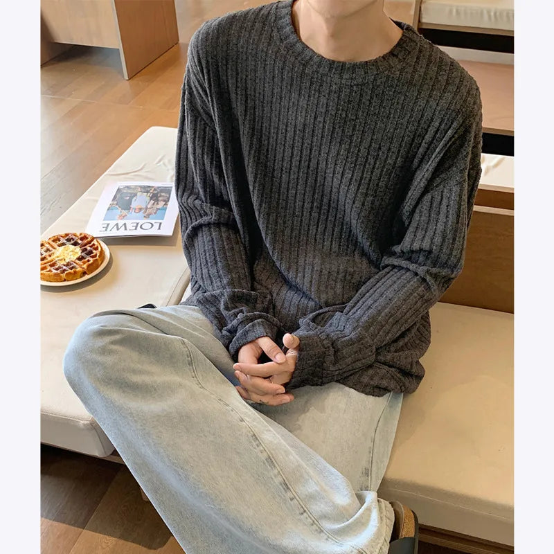 Oversized Striped Casual Long-Sleeved T-Shirt