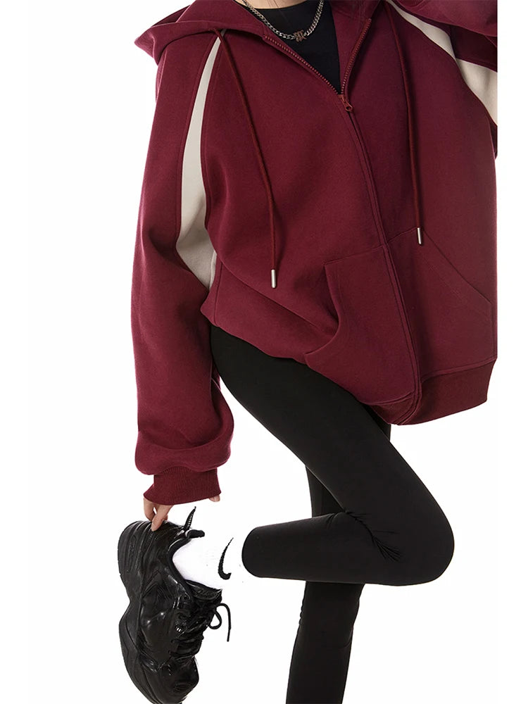 Retro Loose Hooded Autumn Winter Sweatshirt