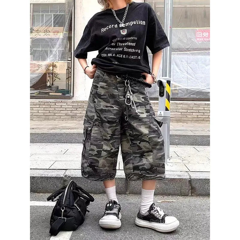 Vintage Camo High Waist Jorts