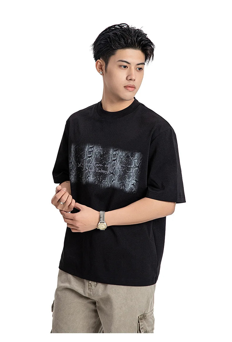 Extreme Cool Snake Print Letter T-Shirt
