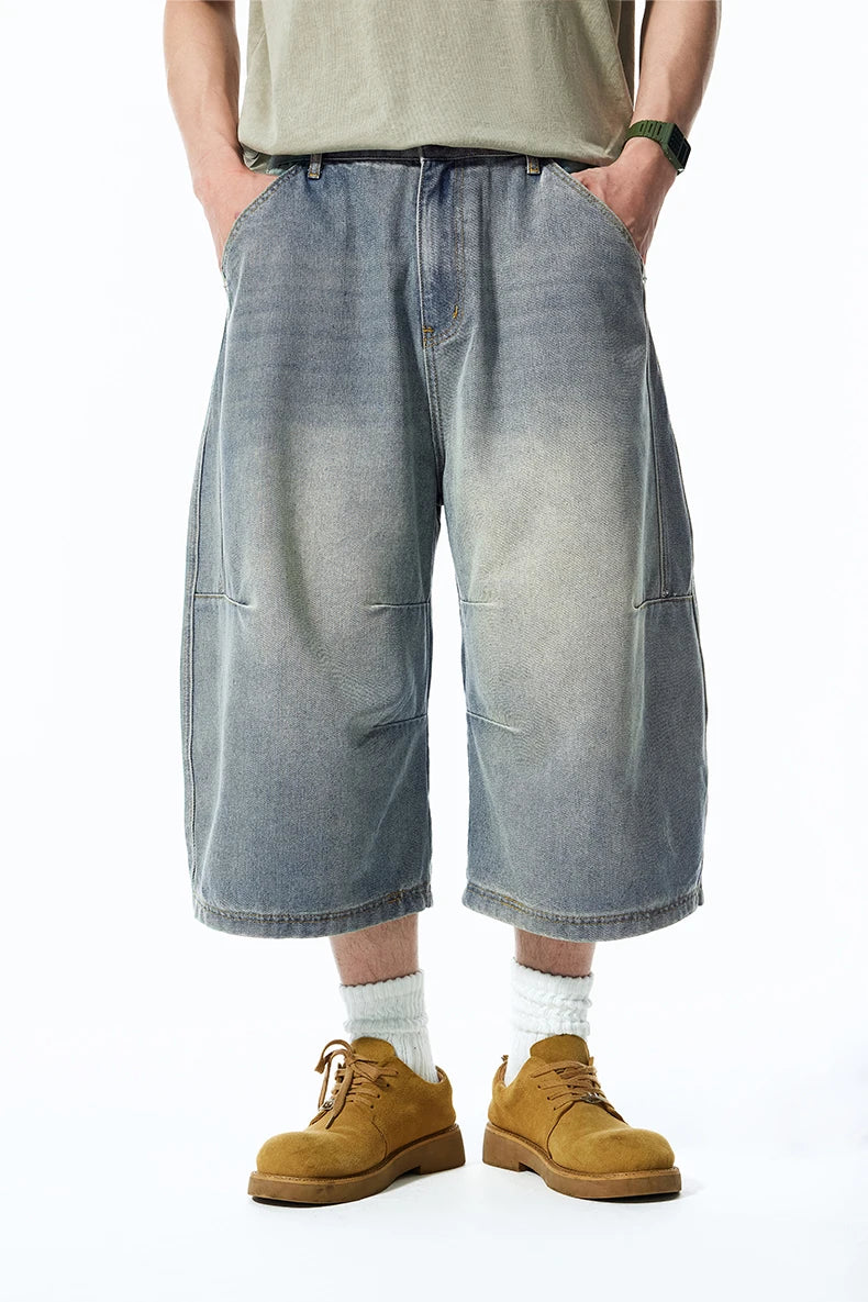 Vintage Washed Distressed Denim Shorts
