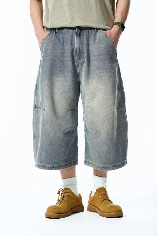 Vintage Washed Distressed Denim Shorts