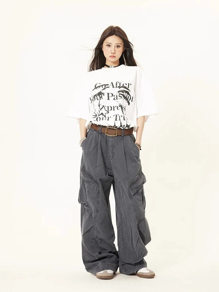 American Style Wide Leg Cargo Jeans