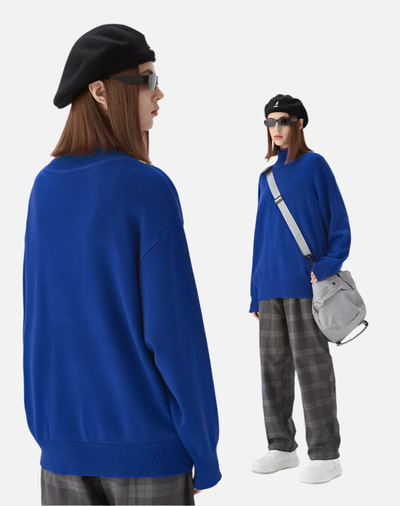 Black Oversize Minimalist Turtleneck Sweater