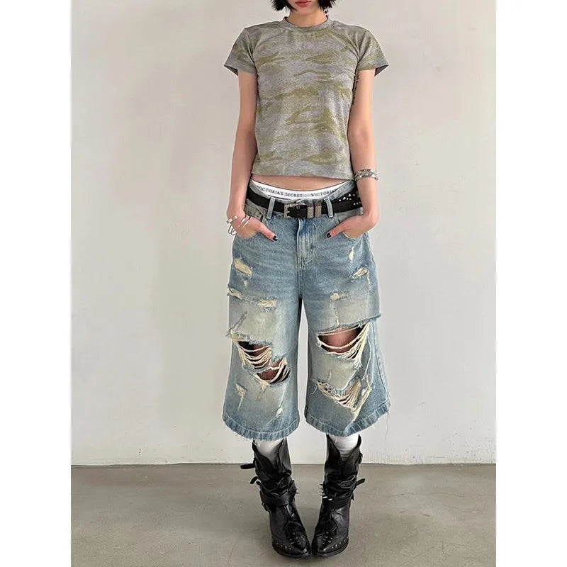 Vintage Cutoff Denim Shorts for Women