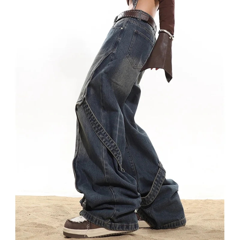 Blue Vintage High Waist Wide Jeans