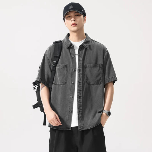 Lightweight Lyocell Denim Short Sleeve Shirt