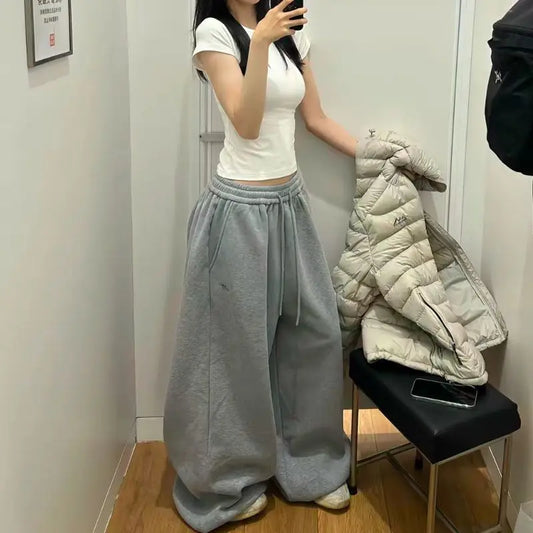 Vintage Wide Leg Sweatpants Women Pants