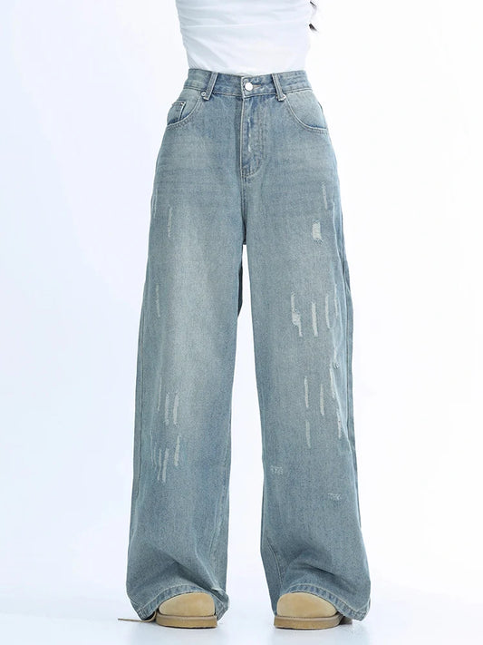 Vintage Washed Loose Wide Leg Jeans